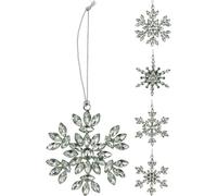 Silver Snowflake Christmas Tree Bauble | Rhinestone Christmas Tree Ornament | Snowflake Hanging Decoration - 10 cm ~ Design Varies