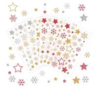 Silver Snowflake Glitter Christmas Stickers, Self-Adhesive Snowflake and Star Stickers for Winter Crafts and Holiday Decorations Home Party(Snowflakes and Star)