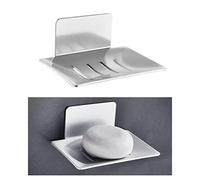 Silver Soap Dish for Shower - Self Adhesive Stick-on Soap Tray, No Drilling Required for Bathroom Soap Shower Tray by unel (Silver)