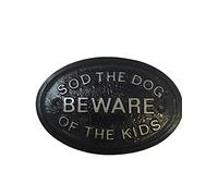 Silver Sod the Dog Beware of the Kids Garden Wall Plaque in Black