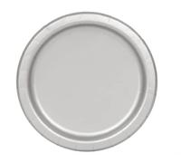Silver Solid Round Paper Dessert Plates (17cm) 20 Count - Vibrant Paper Plates for Parties and Events, Perfect for Appetizers, Snacks, and Desserts