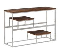 (silver, solid sleeper wood) vidaXL Console Table End Table Accent Table Stainless Steel and Tempered Glass