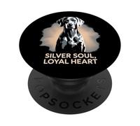 Silver Soul Loyal Heart | Elegant Weimaraner Dog PopSockets Adhesive PopGrip