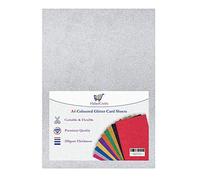 Silver Sparkle A4 Glitter Card Sheets - 250gsm No Mess Craft Paper for Card Making - Laser Printed Non Drop (3 Sheets)