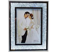 Silver Sparkle Bling Crushed Diamond Display |a4 wall gallery photo frame stand for living room office home bathroom decoration ornament| Wedding Anniversary, Birthday Present Gift