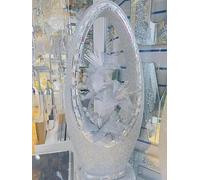 Silver Sparkle Crushed Diamanté Flower Vase, Modern Glitter Crushed Diamond Finish, Bling Centrepiece Modern with Luxury Floral Design - 80 cm Tall