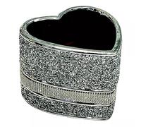Silver Sparkle Crushed Diamonds Heart Vase Ornament, 15cm, Glamorous Home Decor Accent