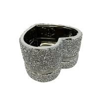 Silver Sparkle Crushed Diamonds Heart Vase Ornament, Glamorous Home Decor Accent, Elegant and Dazzling Room Decoration, Decorative Collectible, 20cm
