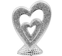 Silver Sparkle Diamante Sculpture Indoor Heart Ornament Decorative Art Statue