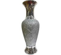 Silver Sparkle Flower Vase, Crushed Diamond Ceramic Handcrafted Floor Ornament, Luxury Bling Mirrored Crystal Vase - 60CM Tall for Home, Office, Countertop, Tabletop Decoration