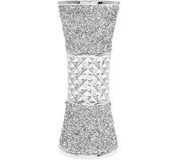 Silver Sparkle Flower Vase, Cylinder With Crushed Diamante Bling Texture, Chrome Finish, Elegant Cylindrical Design, 20cm