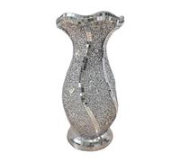 Silver Sparkle Flower Vase With Crushed Diamonte Bling Textured Home Decoration Display Ornament Decor 28cm