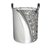 Silver Sparkle Glam Bling Laundry Basket Hamper Kids Storage Basket Toy Organizer Bin For Bedroom, Bathroom, College Dorms, Boys And Girls