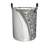 Silver Sparkle Glam Bling Laundry Basket Hamper Large Kids Storage Basket Toy Organizer Bins For College Dorms, Boys Girls Baby Bedroom,Bathroom