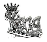 Silver Sparkle King Letters Shelf Sitter Bling Ornament - Decorative Crushed Diamond Crystal Ceramic Gift for Home Decoration - CRYSTALLIZED Letter Blocks for King-themed Home Decor, Height, 20cms