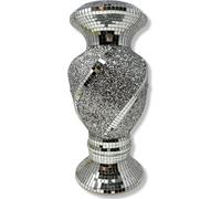 Silver Sparkle Mirrored Crushed Diamond Glitter Flower Vase, Stylish Luxury Home & Office Décor, 30 cm