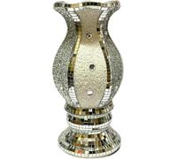 Silver Sparkle Vase with Crushed Diamond Glitter - Luxury Floral Display for Home Decoration - Textured Design with Diamonte Bling - Elegant Ornament, 25cms