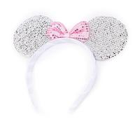 Silver Sparkly Glitter Mouse Ears Alice Hair Band Headband Fancy Dress Party Hen