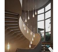 Silver Spiral Raindrop Crystal Chandelier,3000-6000K Dimmable Led Staircase Long Pendant Light,12-Light Chandeliers Ceiling Light For The Villa,Stairwells,Foyers Entrance,Adjustable 120''/305Cm