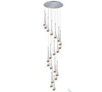 Silver Spiral Raindrop Crystal Chandelier,3000-6000K Dimmable Led Staircase Long Pendant Light,16-Light Chandeliers Ceiling Light for The Villa,Stairwells,Foyers Entrance,Adjustable 120''/305Cm