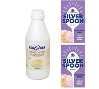 Silver Spoon Royal Icing Sugar 2X500g Pack with Eurocas Vanilla Gel Flavour 1L - Baking Essentials Combo for Cakes, Cookies & Desserts Quality Vanilla Paste & Professional-Grade Icing Sugar