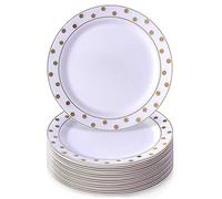 Silver Spoons China Look DINNERWARE Plates | Premium Reusable Plastic Dishes | 20 Dinner Plates | Dots - Gold | 10.25" 1853-TT