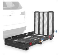 Silver Spring Folding Steel Wheelchair Carrier with Ramp & Hitch Mount, 48" x 27.75", Black - Heavy-Duty and Foldable Mobility Carrier for Scooter Vehicles and Wheelchairs