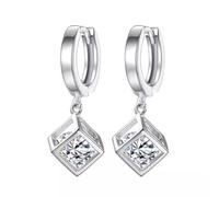 Silver Square Cubic Zirconia Minimalist Ear Climbers for Women, Trendy Daily Party Jewelry Accessories, Unique Valentine's Birthday Gift