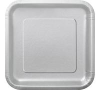 Silver Square Paper Dessert Plates (17cm) 16 Count - Elegant & Sturdy Party Tableware for Appetizers, Cakes and More