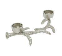 Silver Stag Antler Tealight Holder, 25cm Aluminium Double Tea Light Candle Holder Table Centrepiece Home Decor