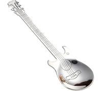 Silver Stainless Steel Cartoon Guitar Spoon Milk Coffee Ice Cream Candy Dessert Teaspoon for Home Bar Useful and Durable，Specialty Spoons, Coffee Spoons for Home and Kitchen
