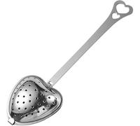 Silver Stainless Steel Heart-Shaped Tea StrainerS Spoon, Long Grip Handle Tea Filter Heart Infuser Infuser Spoon Tea Strainer Tea Strainers and Filters