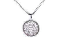 (Silver) Stainless Steel Medusa Pendant Necklace Greek Mythology Inspired Retro Punk Style Men’s Jewelry