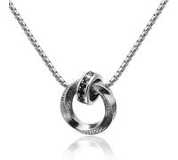 Silver Stainless Steel Mobius Strip Pendant Necklace with Interlock Double Circle Jewelry Gift for Men Him Boyfriend Husband Anniversary Birthday