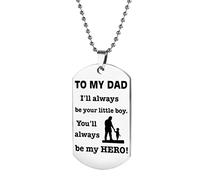 Silver Stainless Steel Pendant Necklace for Men, Men Dog You'll Always Be My Hero BeadNecklace