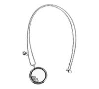Silver Stainless Steel Pet Memorial Necklace with Glass Circle Charm