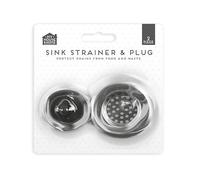 Silver Stainless Steel Sink Strainer & Plug, 2 Pieces - Durable & Stylish Design, Ideal for Kitchen, Bathroom, & More