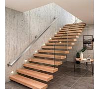 Silver Stainless Steel Stair Banister Rail 1m 1.8m 2.5m 4m 6m Wall Mount Non-Staircase Hand Railing for Disabled Elderly Pregnant Women Kids(11ft/330cm)