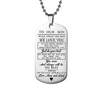 Silver Stainless Steel To Our Son/Daughter Letters Pendant Necklace To Our Son Durability