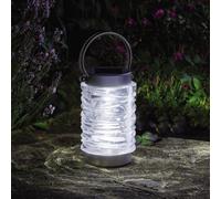 Silver Stainless Steel Wave Effect Solar Powered Lantern 20cm Marco Paul Silver One Size
