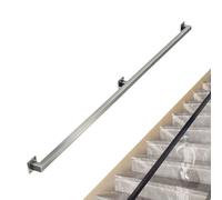 Silver Stairs Handrails for Wall, 1 2 3 4 5 6 metres Sturdy Square Tube Banister Railing for Indoor Outdoor Loft Corridor Porch Deck Support Hand Rail - Complete Kit(6ft/1.8m)