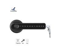 (Silver Standard, One size) TTlock Tuya Smart Home Fingerprint Electronic Door Lock Password APP Bluetooth Mechanical Key Security Biometric Handle Lock
