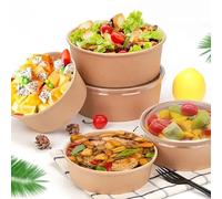 Silver Star 100 X 1000ml Disposable Bowls with Lids for Cold Foods Freezer & Microwave Safe Takeaway Kraft Containers for Business and Restaurant