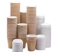 Silver Star 100 x 10oz Disposable Ripple Kraft Triple Walled Paper Brown Cups (for Tea, Coffee, Cappuccino Hot Drinks, Takeaway & More)