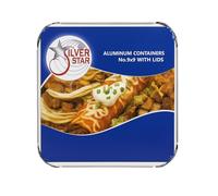 Silver Star 50 X Large Aluminium Foil Food Containers Trays 9''x9 x2'' with Lids