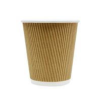 Silver Star 500 x 10oz Disposable Ripple Triple Walled Paper Brown Cups for Hot Drinks Tea Coffee Cappuccino Takeaway