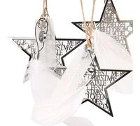 Silver Star Christmas Magic Tree Decorations Set of 3, Size XS - 8 cm, Stylish Star Pendant as Christmas Tree Decoration, Christmas Tree Decoration, Design Made in Germany