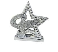 Silver Star Decorative Sculpture - Crushed Diamond Bling Letter "Star" Ornament - 30x20cm Sparkling Silver Home, Office, and Christmas Decoration