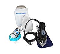 Silver Star ES-300 Steam Iron - 110 Volt Gravity Fed Hanging Bottle Clothes Iron with Non-Stick Laminate Sole Plate, Demineralizer Cartridge, Silicon Iron Rest & Hardware