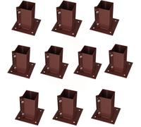 Silver Star® Heavy Duty Steel Bolt Down Fence Post Holder/Support Base (10 Pack (75x75mm))